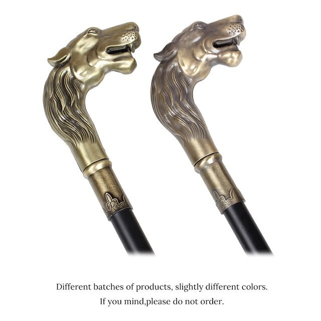 杖 つえ ステッキ おしゃれ ライオン 高級 男性 女性 介護 金属 ブロンズ ゴールド ウォーキングスティック ソリッド ヴィンテージ デザイナー ライオンヘッド アンティークスタイル レトロ 一本杖 Aio Online Store