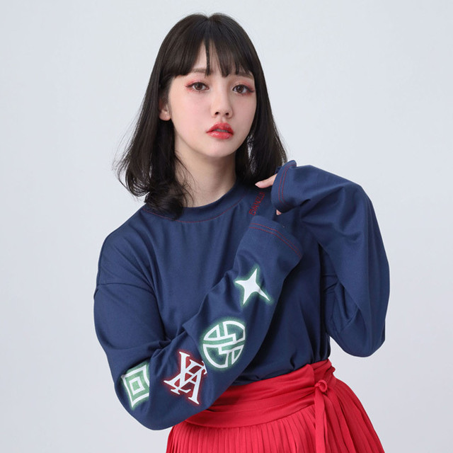 【FLOWER by RADIO EVA 020】EVA Big Monogram Neon Long T-Shirt NAVY / EVANGELION エヴァンゲリオン