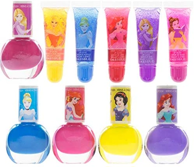 Jpcs Disney Princess ディズニー プリンセス リップグロス5本 はがせるマニキュア5本 ネイルステッカー24p キッズ用ネイル 子供用 Az Japan Classic Store