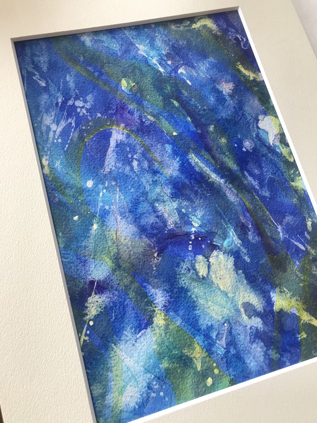 絵画 アクリル画 水彩画紙 アクリル絵の具 青の神秘 Iridescence Art