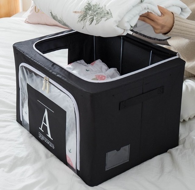 即納 C84l 収納ケース 収納ボックス ふた付き 透明窓 整理整頓 片付け 衣類 洋服 タオル 寝具 小物 折りたたみ 積み重ね 衣替え コンパクト 省スペース ブラック ホワイト モノトーン シンプル おしゃれ 65l Coloring Life