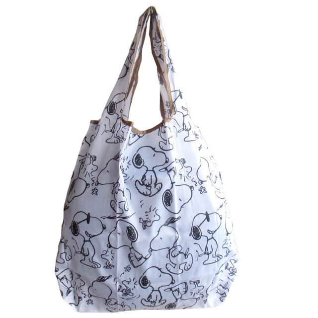 即納 送料無料 エコバッグ スヌーピー 可愛い 軽量 ショッピングバッグ Base001 White Doublethree33 ダブルスリー