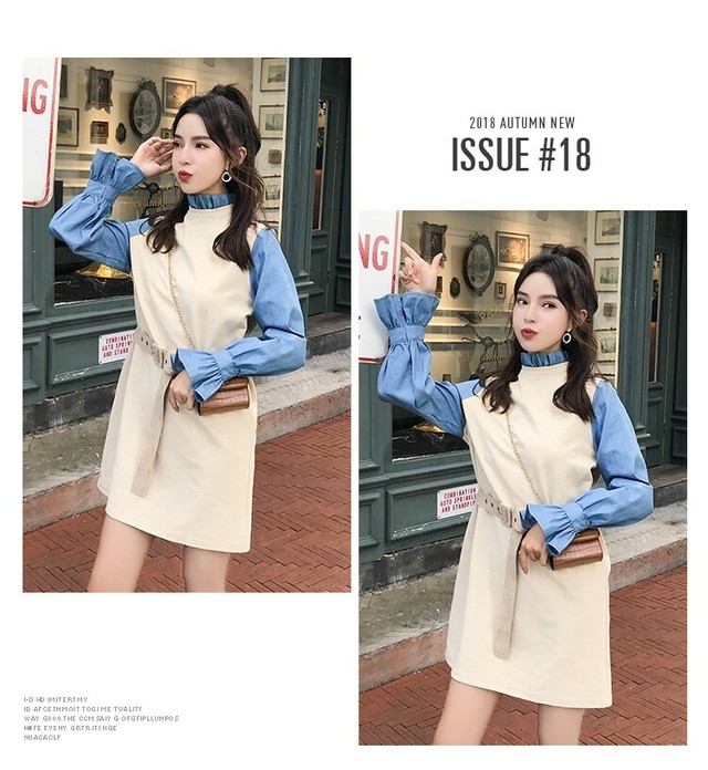 お取り寄せ品 トレンドライクなデニム切り替えワンピース Lotustage