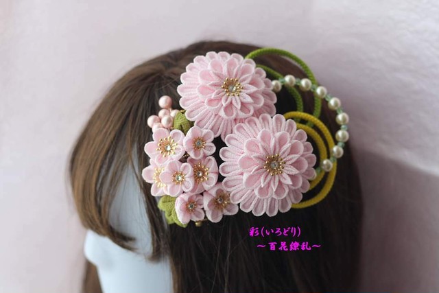 つまみ細工髪飾り 桜 彩 いろどり 百花繚乱 つまみ細工髪飾り 桜 彩 いろどり 百花繚乱