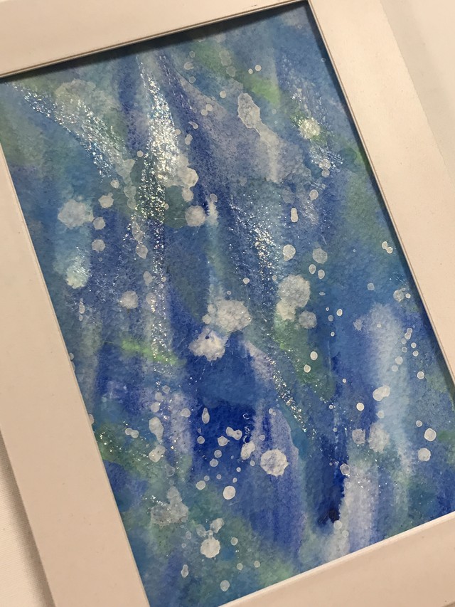 絵画 水の音 水彩画紙 アクリル絵の具 Iridescence Art