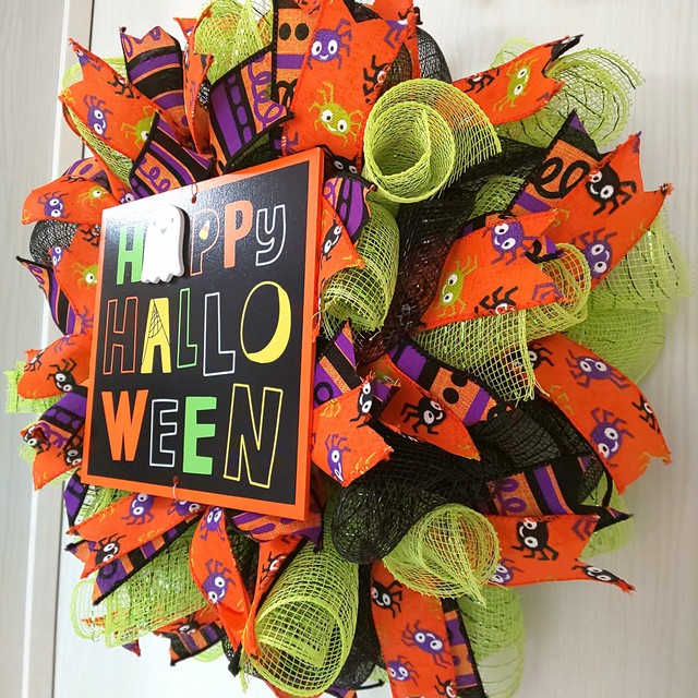 Sold Out アメリカン デコメッシュ リース ハロウィン 看板付き Oc Handmade