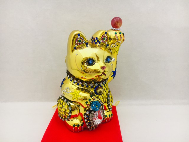 ジュエリー招き猫 金運手長左手上げ招き猫 商売繁盛 財運祈願 Azmanekineko