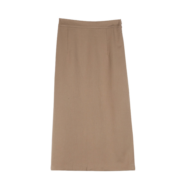 全2色 ミモレ丈 スカート タイトスカート レトロ シンプル ベーシック オフィスカジュアル ブラック ベージュ 秋 冬 韓国 オルチャン Like Fashion プラス
