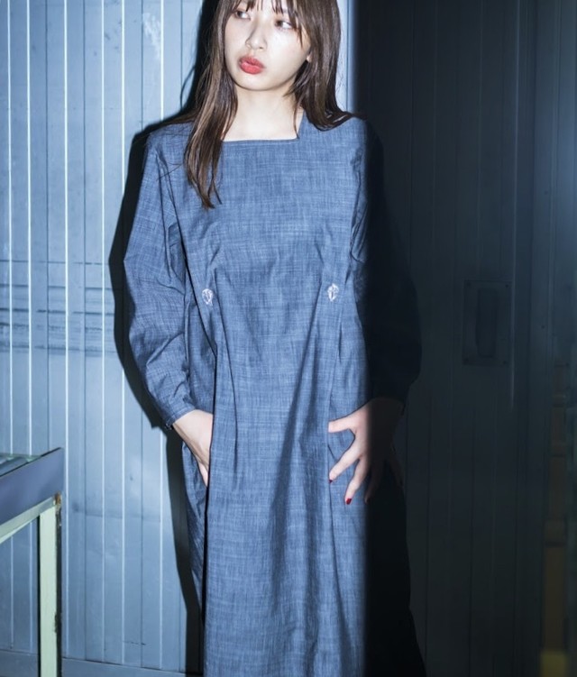 Clear Button Gray One Piece クリアボタングレーワンピース Elsies