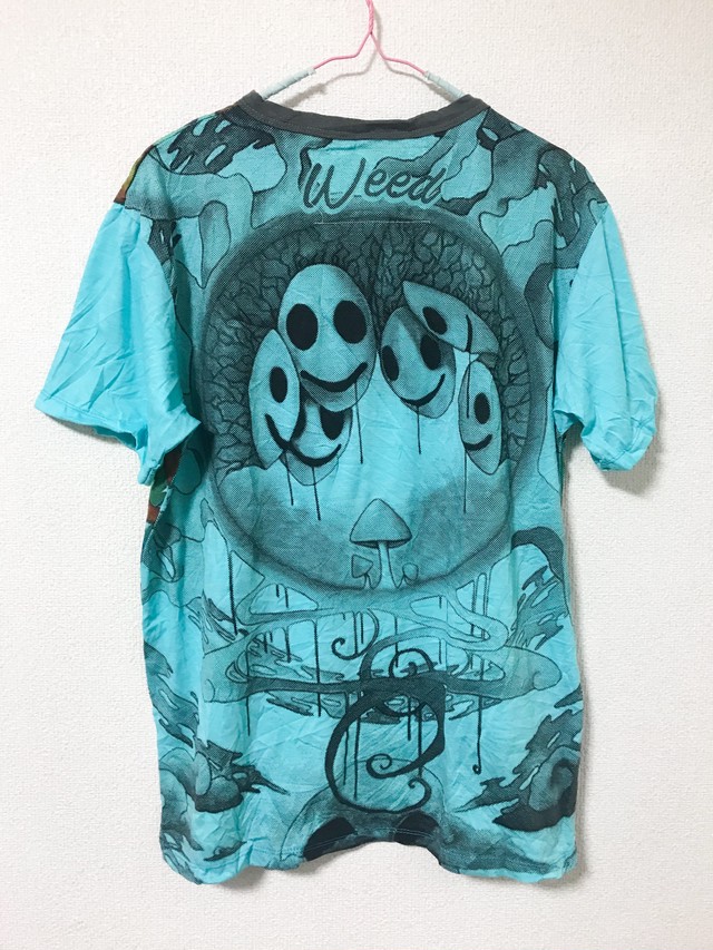 妖怪見つめるキノコtシャツ ブルー Tette Store