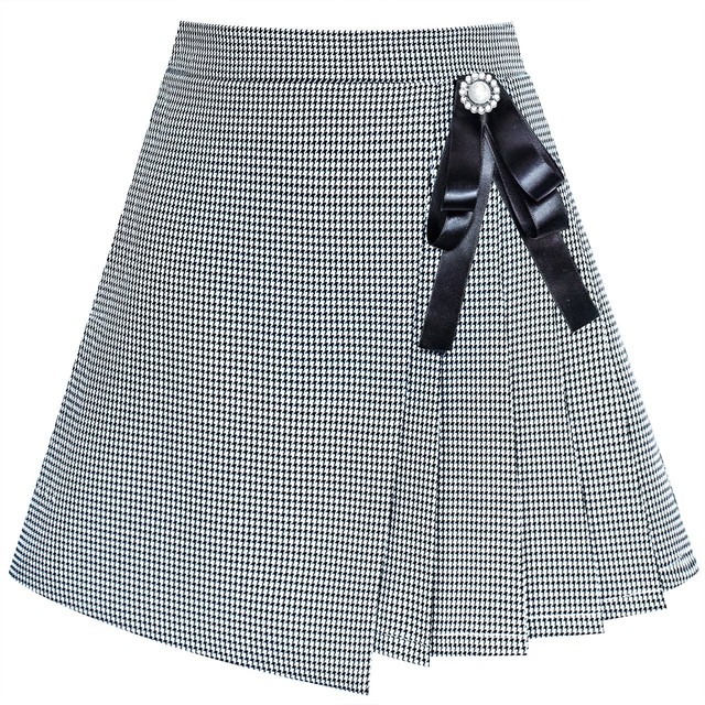 《school collection》 Skirt Pleated Plaid Skirt Black White (送料無料)