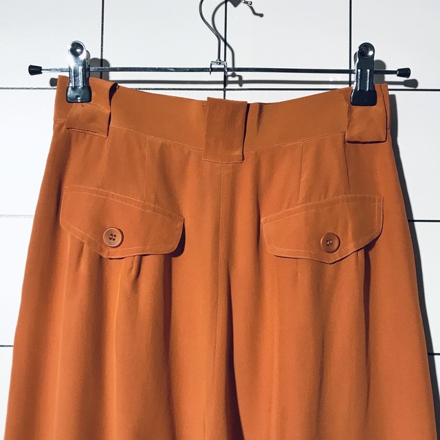 送料無料 80s Orange Silk Half Pants オレンジ シルク 無地 ショート ハーフパンツ キュロット ヴィンテージショップ Smoke