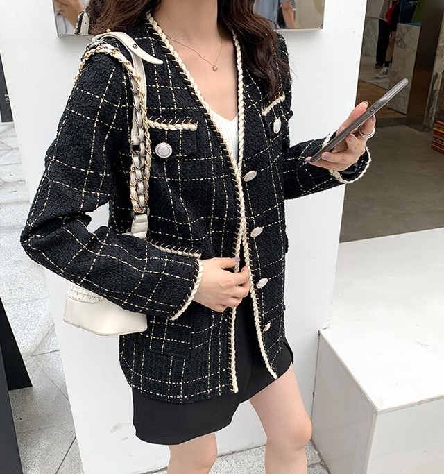 大人フェミニン ロング丈ツイードジャケット プチプラ韓国ファッション通販 Mocchida モッチダー