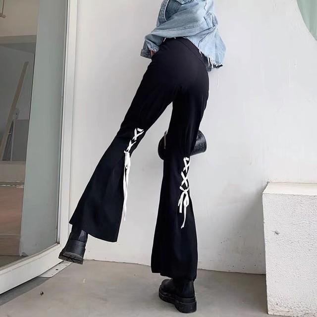 back ribbon wide pants