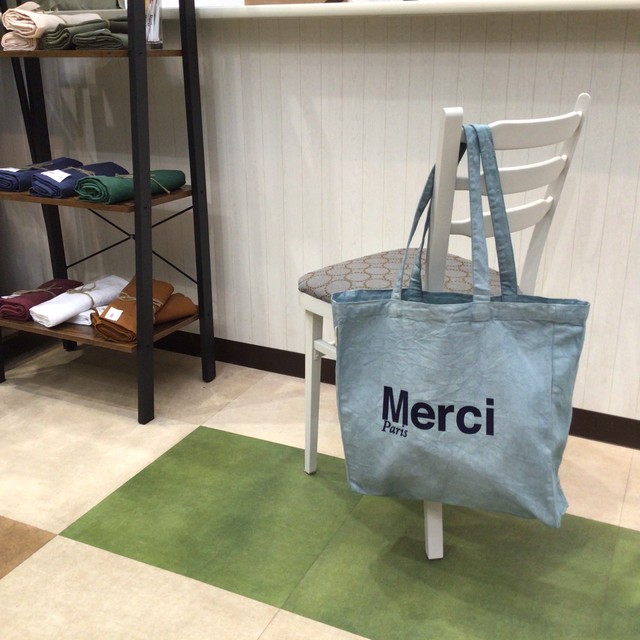 Merci トートバッグ 水色(紺字) 13
