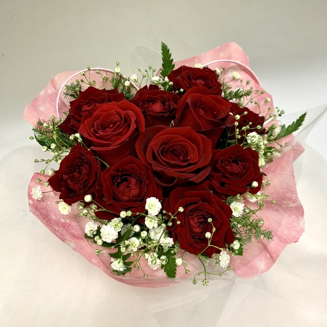 生花 フラワーアレンジメント 赤系の薔薇 A 22 つちやフラワー