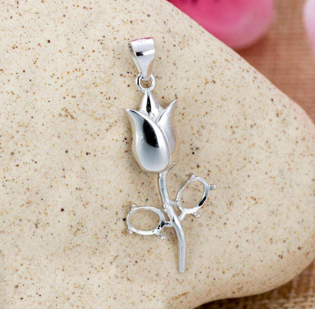 オーバル型 4 6 2石 石座 チューリップデザイン ネックレストップ Silver925 N46 2 1 Partsstorregulus