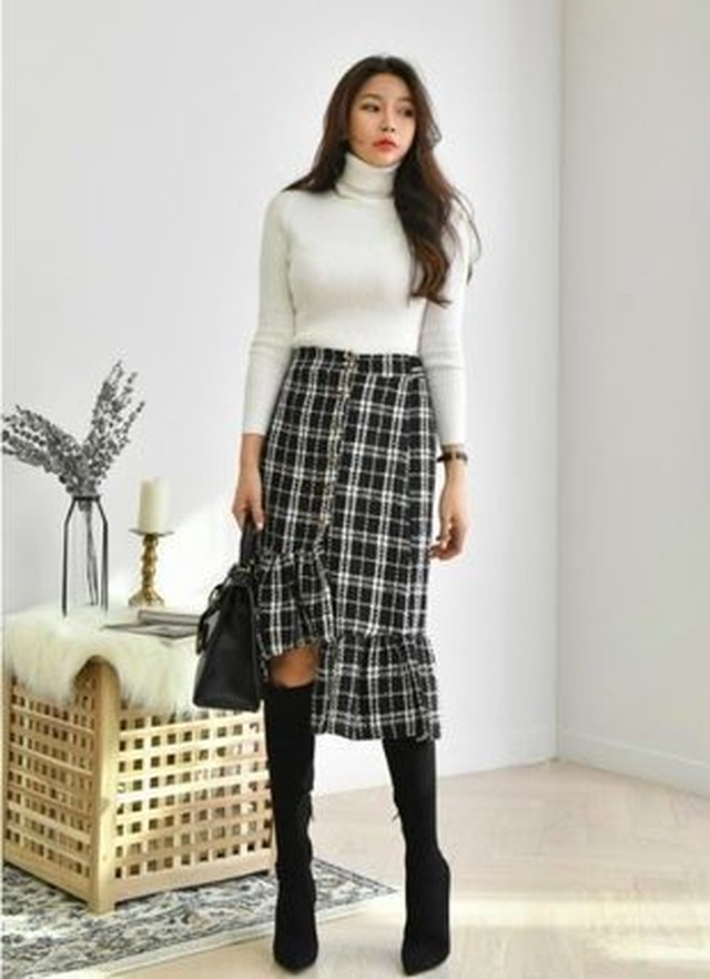 韓国ファッション アンバルツイードスカート 韓国レディース ２０代 ３０代 Shop Daiv これから可愛くなるあなたのために