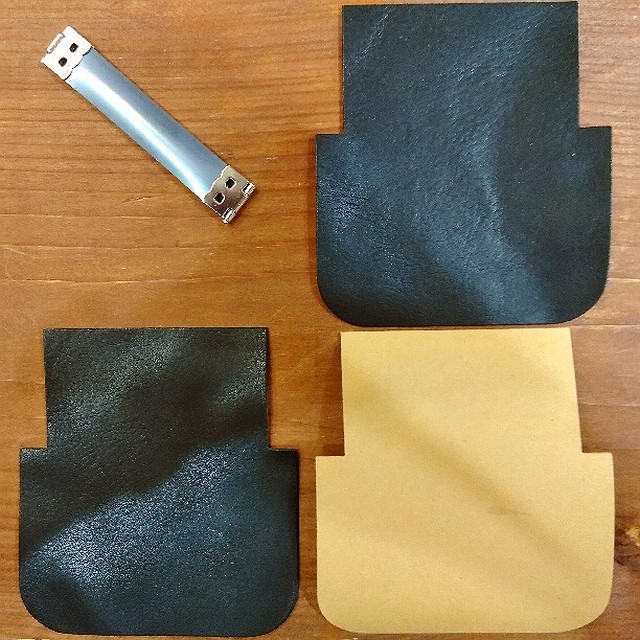 【レザーキット】バネ口金コインケース [ブラック]（型紙付き） | and leather 【初心者～中級者のための革素材・レザークラフト用品のお店】