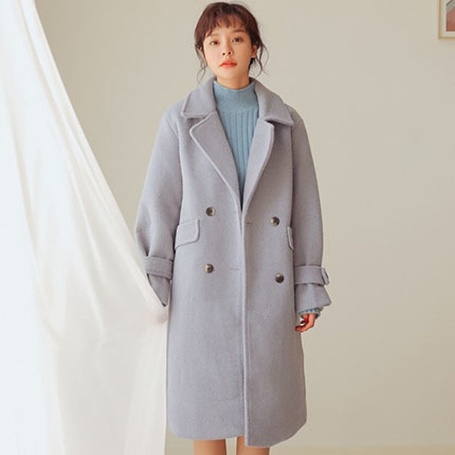 ロングコート グレー ホワイト ライトピンク シンプル 上品 フォーマル パーティー アウター ナチュラル パステルカラー Na Na Iro