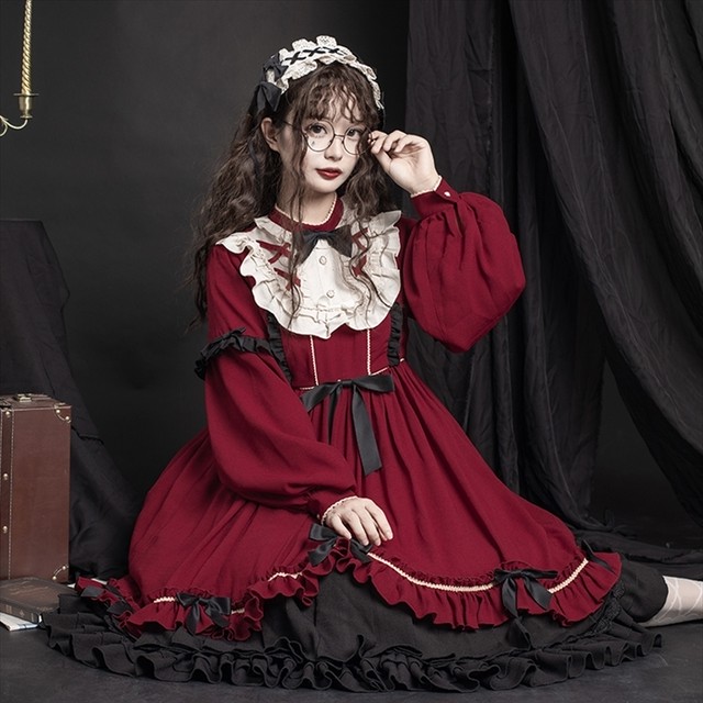 ロリータ ゴスロリ レトロ ワンピース ストラップ フリル フレンチドレス 姫系 夢かわいい フェス 原宿系 送料無料 Dressyなファッション モード ゴスロリのお店 Ladies Fashion Seasonz
