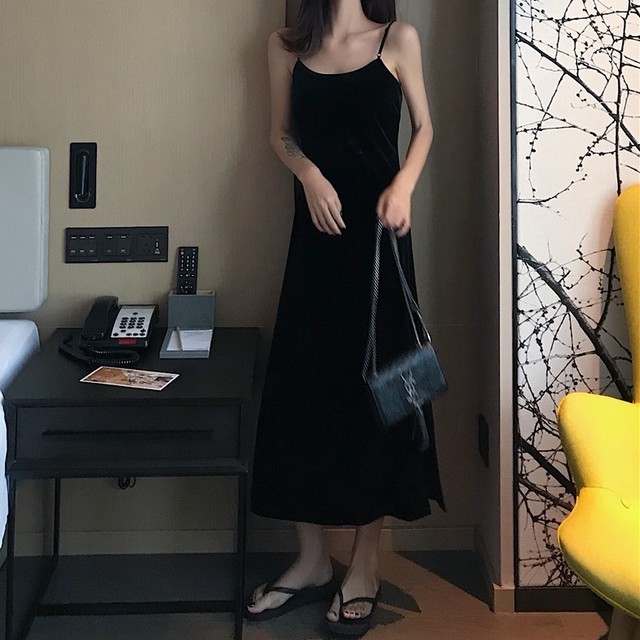 ワンピース レディース 春夏 秋冬 春 夏 秋 冬 黒 キャミソールワンピース ミディアムワンピース Aラインワンピース ひざ丈ワンピース ミディアム ロングワンピース ブラックワンピース ミディアムワンピ シンプルワンピ ミモレ丈ワンピ スリット キャミワンピ