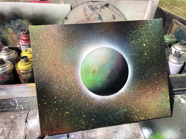 グリッタースプレーアート 原画f6サイズ スプレーアートエデンサイン入り スプレーアートエデンsprayarteden