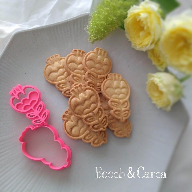 クッキー型 北欧風花型スタンプ 外枠 Scandinavian Style Flower Cookie Cutter Stamp Booch Carca