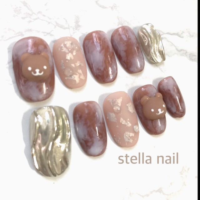 ネイルチップ 茶くまネイル ネイルチップ Stella Nail