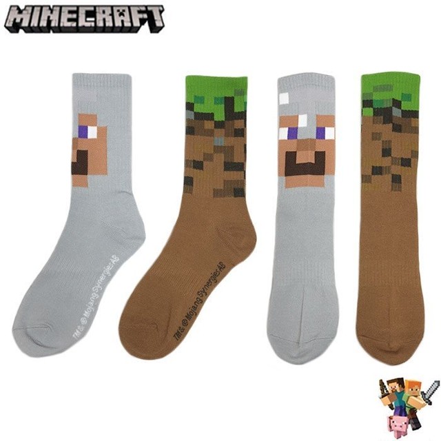 靴下マインクラフトソックス Crews 鉄のフル装備 草ブロック 2 Pack 1set 041 Minecraft