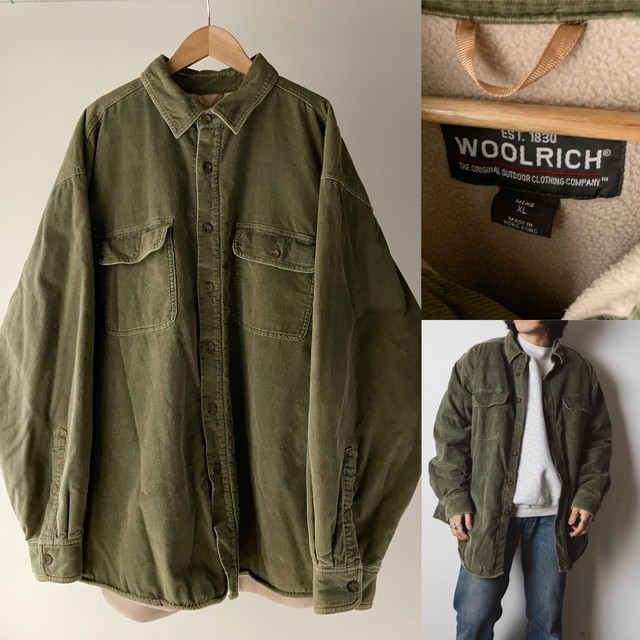 Woolrichコーデュロイ シャツジャケット カーキ 裏地フリース 0115a44 Thrift Tokyo Tarock