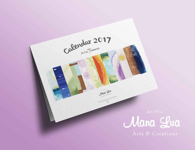 17カレンダー 見開きa3サイズ 送料込み Mana Lua Arts Creations