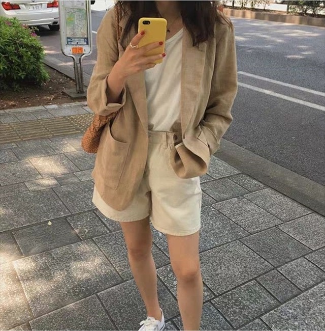 オーバーサイズ ジャケット 無地 コットンリネン ビッグポケット メンズライク 体型カバー ワンボタン 薄手 スプリングジャケット アウター カジュアル 春 秋 S M L Xl Laff Store 会社情報 納期の確認をお願いします