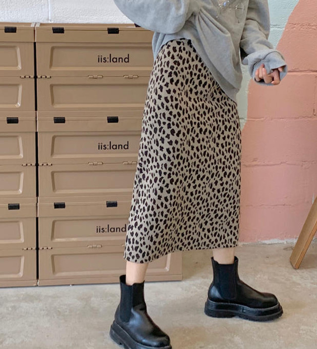 レオパード タイトスカート ロング ハイウエスト スリット カジュアル 大人可愛い トレンド 韓国 オルチャン ファッション Cocotown