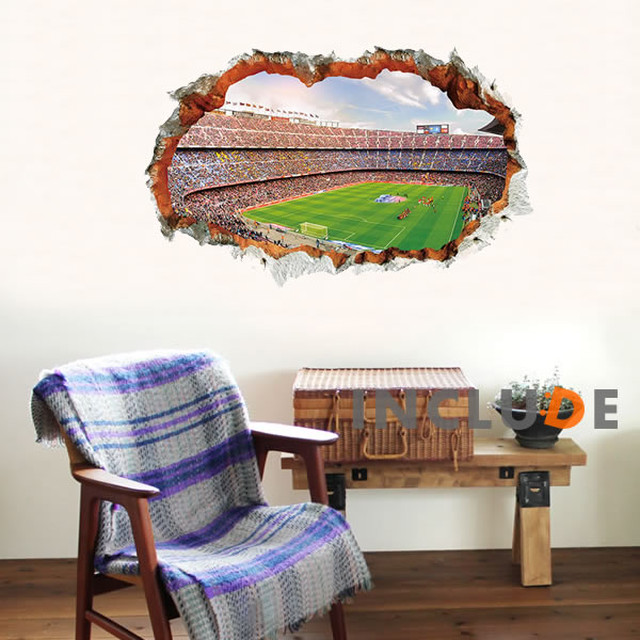 ウォールステッカー 壁 壁穴 破壊 サッカー サッカー場 競技場 スタジアム トリックアート 3d リアル イジる かわいい 北欧 Kabe Kawaii