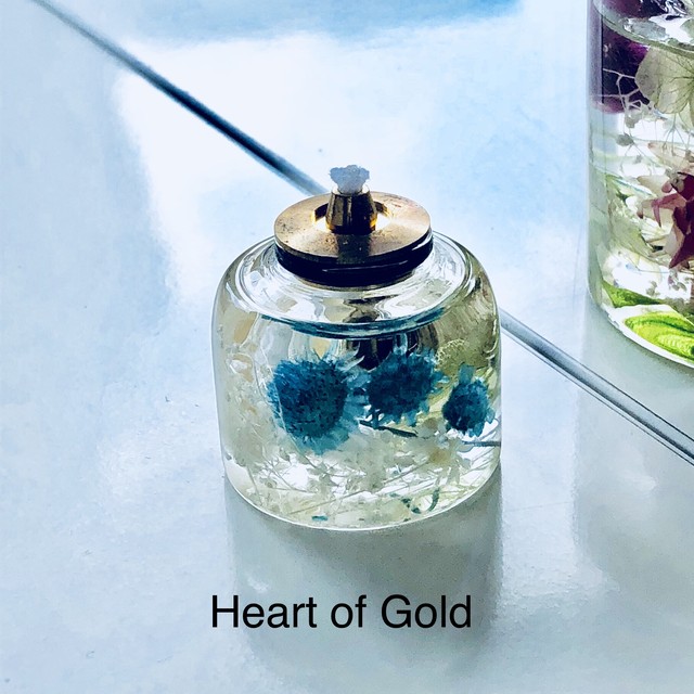 ハーバリウムオイルランプ ミニ Heart Of Gold