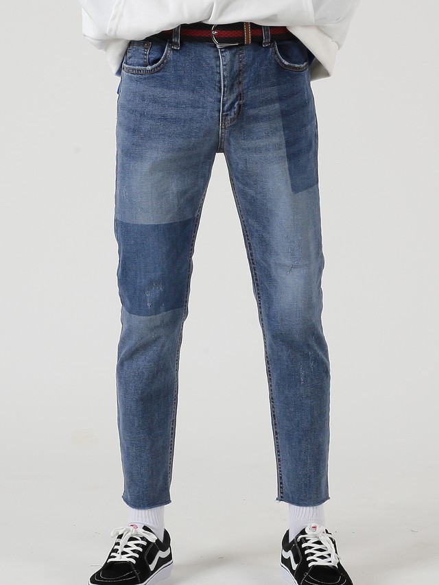 即日出荷 パッチワークカットオフデニム デニム パンツ シンプル メンズ Boys Of Emotion