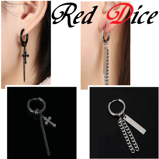 メンズピアス メンズ片耳用ピアスセット 人気 シンプル 片耳セット 5種 メンズピアス専門店 Red Dice