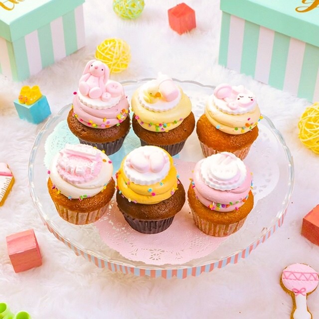 ウェルカムベビー ピンク カップケーキセット Sally S Cupcake