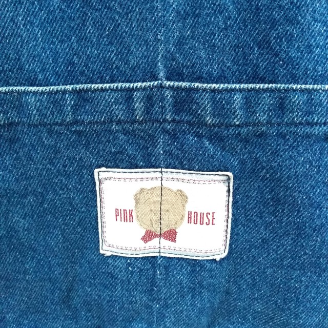 80s 90s ピンクハウスpink House ビンテージ ヴィンテージ 古着 金子功 カネコイサオ くま クマ 熊 ベア デニム ワンピース ジャンパースカート インディゴ 古着屋rainbowfield Since 06