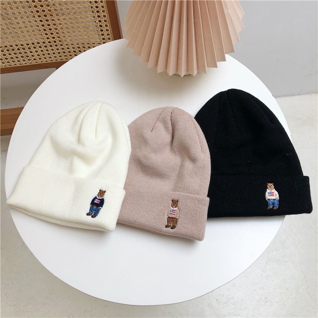 〈カフェシリーズ〉レトロなくまさんのニット帽【retro bear knit hat】