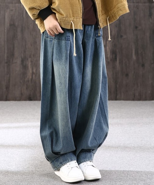 レディースファッション 40代 ファッション 秋冬 エレガント きれいめ 大人 30代40代50代 デニムパンツ サルエルパンツ バギーパンツ サーカス パンツ ウエストゴム ゆったり 体型カバー 下半身カバー らくちん リラックス カジュアル オシャレ ナチュラル Rb A11 00