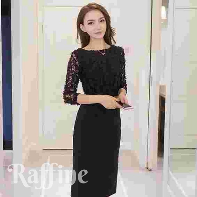 T ドレス パーティードレス パーティ エレガント タイト レース ２色 ワンピース 結婚式 二次会 Raffine ラフィーネ ドレス ブラウス