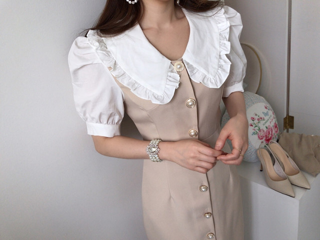 バブルスリーブロングワンピース Changel