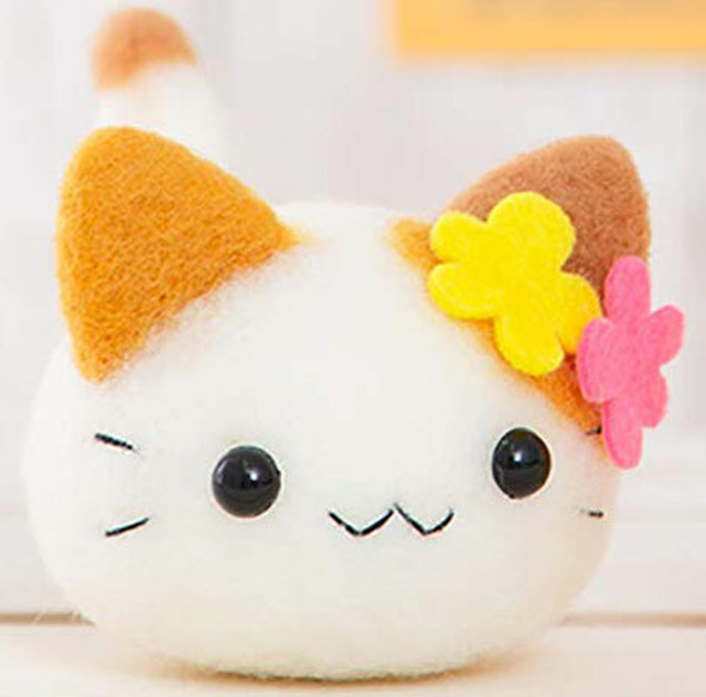 アクレーヌ スターターキット付き お花の耳飾り付ふたごのころころ猫ちゃん手作りキット 営業日3 5日で出荷予定 フェルト手芸キット ネコのぬいぐるみ ねこマスコット 花嫁diy 自由研究 Hm 441 527set 幸せデリバリー リングピローなどの結婚式アイテム 手芸