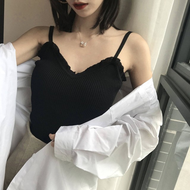 リブ キャミソール ニット トップス おしゃれ キャミ リル リブニット Vネック キャミソール ノースリーブ 重ね着 インナー 夏 薄 ニット ネット通販 購入 激安 10代 代 30代 40代 春 夏 秋 冬 Roprot ファッション レディースアパレル販売