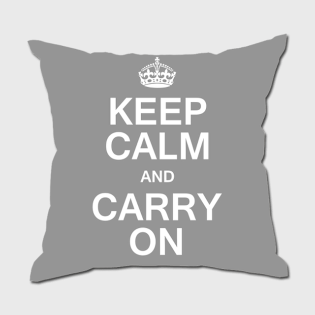 送料無料 デザイナーズクッション Keep Calm And Carry On 45x45cm 本体 カバー Gy グレー イギリス シンプル モダン モノトーン オリジナルデザインクッション専門店のexperience