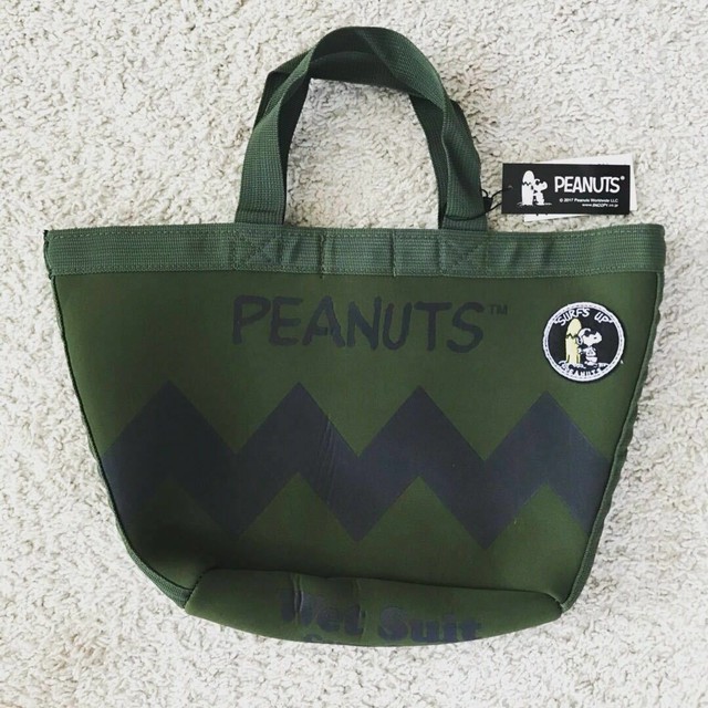 セール ハワイ 限定 スヌーピー トート バッグ 鞄 マザーズバッグ ピーナッツ サーフィン ウェットスーツ ジョークール 人気 残りわずか グリーン Hi808shop