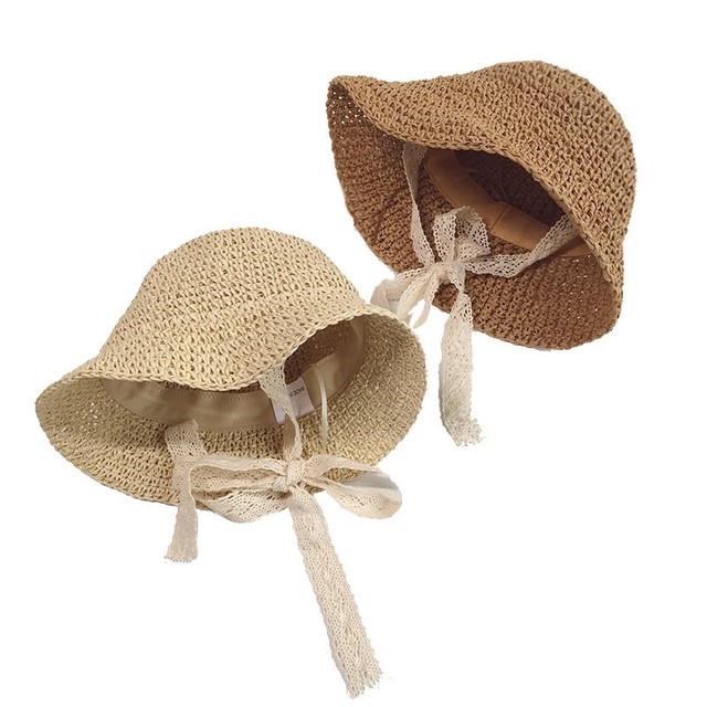 紐レース 麦わら帽子 子供 大人サイズあり Shop Ququ 韓国子供服
