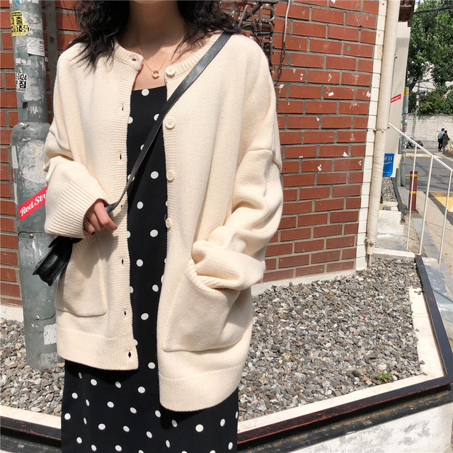 ニットカーディガン ドロップショルダー ビッグシルエット アウター 秋服 冬服 通勤 レディース I0528 Aeka Clothet For Worker